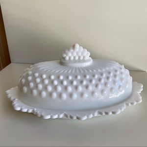 Vintage Fenton Milk Glass Butter Dish